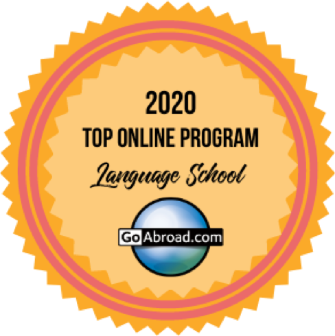 GoAbroad.com badge for top rated language school's online program in 2020